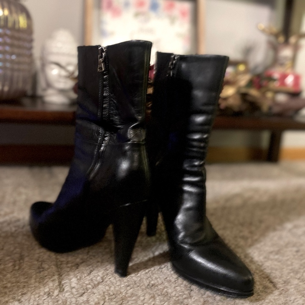 PRADA Mid Calf Heeled Boots (SOLD at other platform)